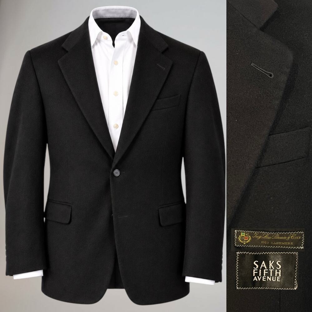 Loro Piana Italian Brushed Cashmere x Saks 42R Black Luxury Soft Sport Coat